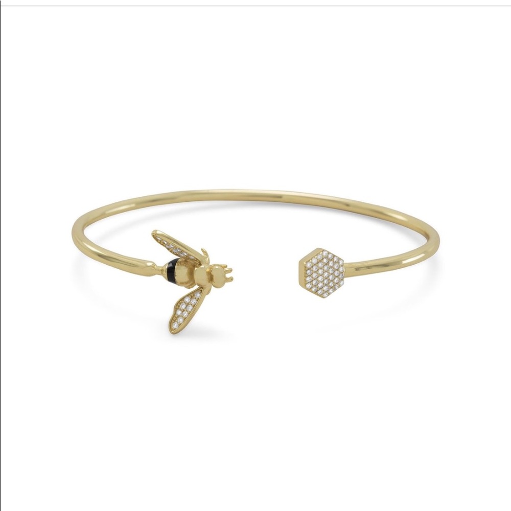 14 Karat Gold Bee Flex Cuff